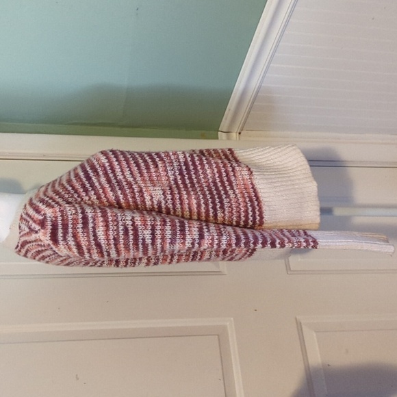 Loft Outlet Large Colorful Sweater Maroon Cream - Picture 6 of 10